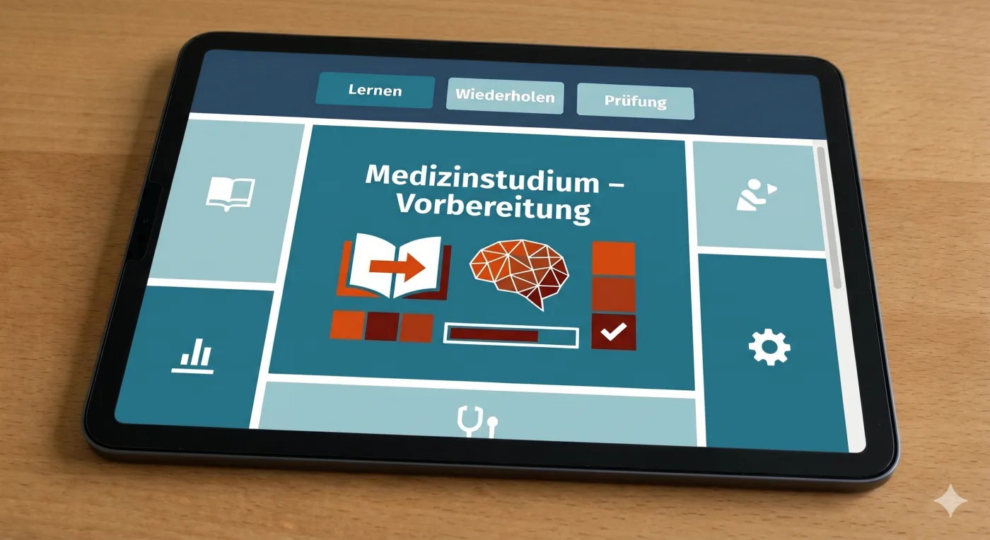 Medizinstudium-Vorbereitungsplattform auf einem Tablet